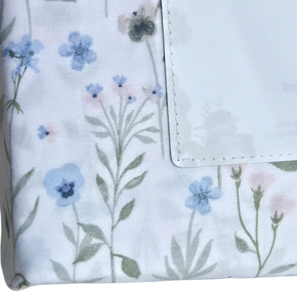 Shabby Chic 4pc Cottagecore Multi Floral Cotton King Sheet‎ Set White Background